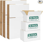 Eupako 30 Pack Small Shipping Boxes Assorted Sizes, White Corrugated Box Mailers, 9x6x4 & 10x7x5 & 11x6x6, 10 PCS Each, Cardboard Boxes for Packaging Small Business, Mailing