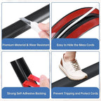 Floor Cord Cover Self Adhesive Cord Hider Floor Extension Cord Covers for Floor Power Cord Protector Cable Management Prevent Cable Trips Cable Cavity 0.47" W x 0.27" H (Black, 10Ft)