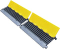 Rubber Cable Protector Ramp, Heavy Floor Cable Wire Cord Cover Speed Bumps 22000Lbs Load Capacity, Driveway Hose Cable Ramp Protective Cover for Indoor and Outdoor (5-Channel x 2Pcs)