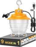 LED Temporary Work Light 100W 80W 60W Tunable 4500K 5000K 5700K Tunable 15000LM Portable Hanging Linkable Construction Light ETL DLC Listed with ON/Off Button for Job Site, Workshop