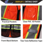 Reflective Mesh Safety Vest for Men Women with 5 Pockets and Zipper Front High Visibility Mesh Vest Hi Vis Construction Work Vest,Meets ANSI/ISEA Standards(EK175-Orangeblack-2XL)