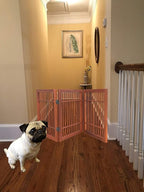 Pet Dog Gate Strong and Durable Freestanding Folding Acacia Hardwood Portable Wooden Fence Indoors or Outdoors by Urnporium (Brown Pet Gate, 3 Panel 24" Tall)