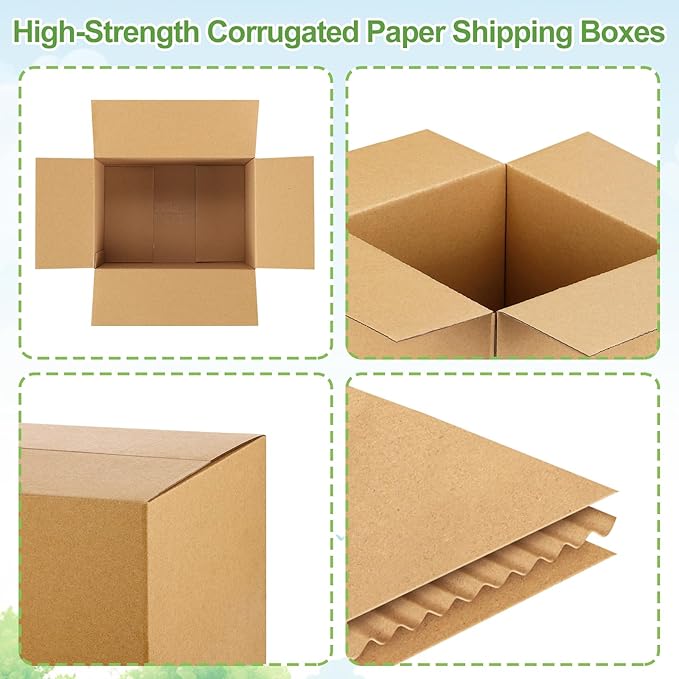Famagic Small Shipping Boxes 10x7x5 Inch 10 Pack Brown Box Corrugated Cardboard Boxes for Packaging Small Business, Mailing Boxes for Shipping