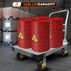 Heavy Duty Platform Truck Flat Moving Cart Hand Trucks, 2600Lbs Steel Push Cart Dolly, 48 x 24in Large Flatbed with 6'' 360 Degree Swivel Wheels for Easy Storage