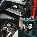 Car Registration and Insurance Holder, Leather Car Glove Box Organizer, Cool Car Accessories for ID, Driver's License Cards & Essential Document,Men&Women,business cards,Grass Flowers Moon Star