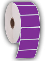 2.25" X 1.25" Direct Thermal Perforated Stickers Labels for Barcodes, Address, Consignment - Compatible with Zebra, Rollo, Godex and More (Purple, 6 Rolls)