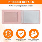 HARFINGTON Car Registration and Insurance Holder PU Leather Vehicle Glove Box Organizer Storage Accessories Car ID Holder with 6 Pockets for License ID Card Bank Card Documents, Pink