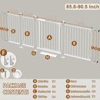 Baby Gate for Doorways Stairs Hallway 85.8-90.5 Inch Wide, Walk Through Child Gates with Pressure Mounted Extention Kit, Indoor Safety Child Gates for Kids or Pets