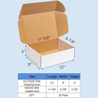 Shipping Boxes 12x9x4 Inches 20 Pack Corrugated Cardboard Mailing Boxes for Small Business - Medium White Literature Mailer Packaging Supplies
