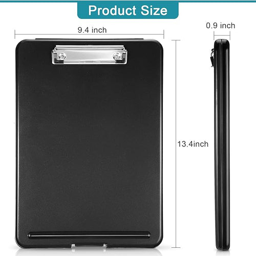 10 Pieces Clipboard with Storage Plastic Storage Clipboard Nursing Clip Board Foldable Clip Board with Low Profile Clip for Home Office School, Size 9.5 x 13.5 Inch(Bright Color)
