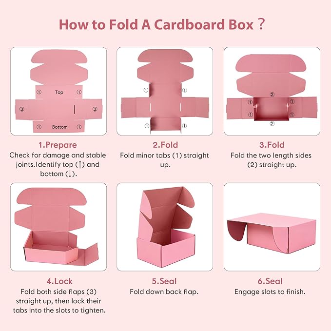 12x9x2 inches Shipping Boxes Set of 25, Small Corrugated Cardboard Box, Literature Mailer, Gift Boxes (Pink, 12x9x2)