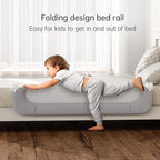 Folding Toddler Bed Rails for Crib,Safety Toddler Bed Rails,Bed Guard Rail with Reinforced Anchor Safety System,Bed Rail for Kids Fit,Bunk,Full Size,Queen,King,Twin(Grey,33"x23.6")