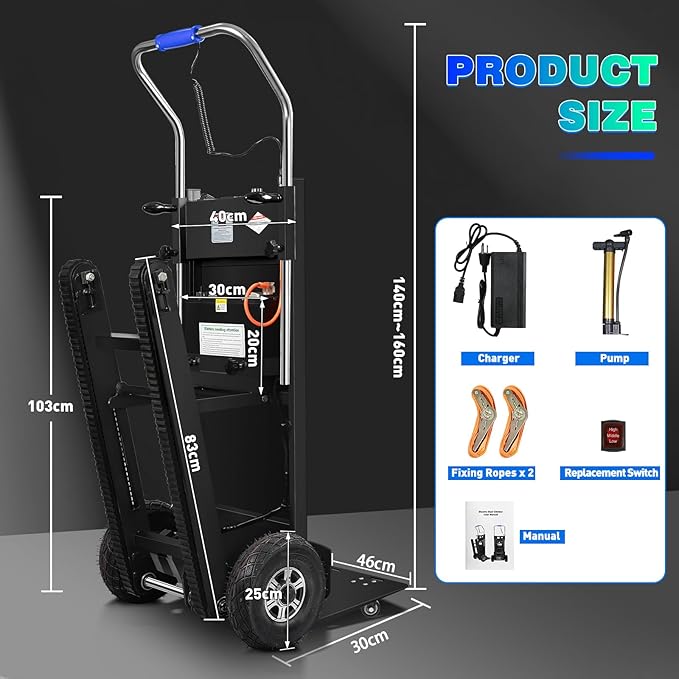 Electric Stair Climbing Dolly, 1250W Electric Hand Truck with Telescopic Handle, 3 Mode Folding Stair Climber 900lbs Max Load Capacity for Effortless Moving of Furniture (Green - Track & Wheel)