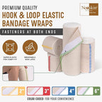 Premium Elastic Bandage Wrap (3” Wide, 50 Pack) - Nexskin Latex Free Athletic/Medical Compression Bandages Hook & Loop Fasteners at Both Ends - Lifetime Washable & Reusable Bandages