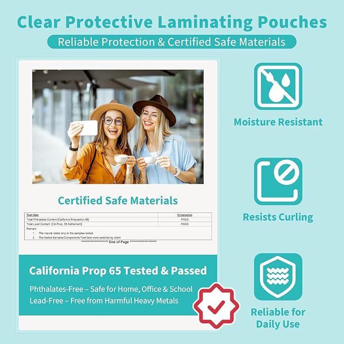 Binditek 100 Pack 3 Mil Thermal Laminating Pouches, 9x11.5 Inches Laminating Sheets, for Letter Size, Ultra Clear, Glossy, Hold 8.5x11 Inches, Heat Seal, Office School Supplies