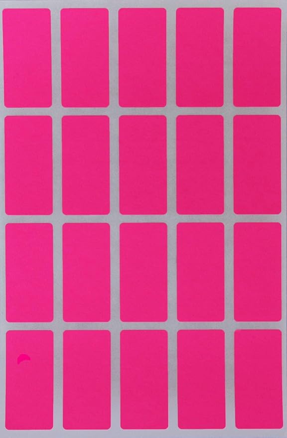 Royal Green Neon Pink Index tabs Color Labels 1.57 inch x 0.75 inch - Rectangular Colored File Stickers (40mm x 19mm) - 100 Pack