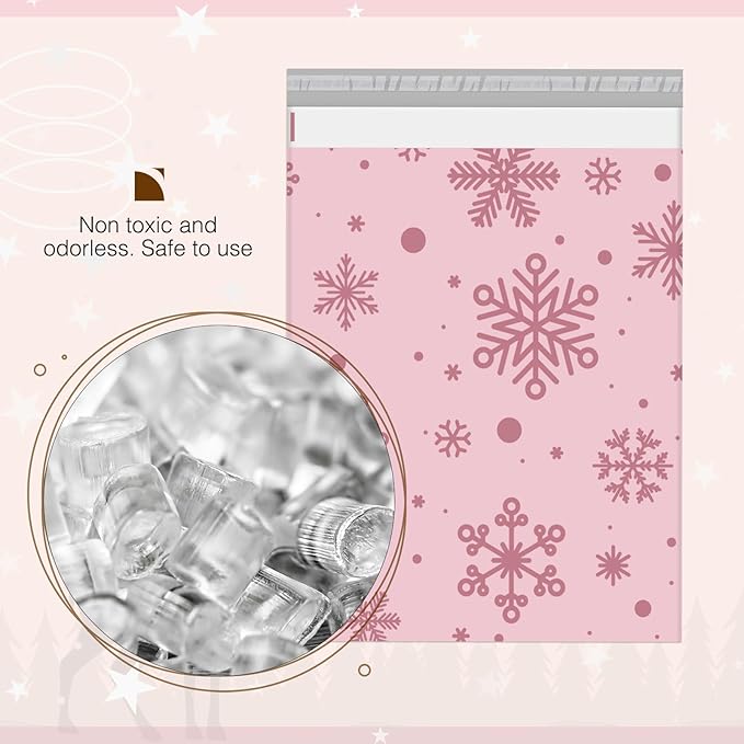 Metronic Christmas Poly Mailers 10x13" 100 Pack Shipping Bags for Clothes,Self Adhesive Shipping Envelopes for Small Business,Waterproof Mailers Poly Bags for Shipping,Packaging Mailing Bags Snowflake