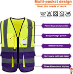 A-SAFETY yellow purple Construction Vest for men Yellow&Purple Color Mixed XXL