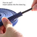 100ft - 1/4 inch PET Expandable Braided Sleeving – BlackBlue – Alex Tech Braided Cable Sleeve