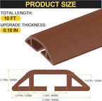 MYFAMIREA 10FT Floor Cord Cover Heavy Duty Cable Cover Protector 3 Channels Extension PVC Floor Wire Cover Outdoor Cord Hider Management Cord Cover for Wire on Floor for Home Office Outdoor, Brown