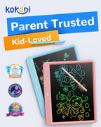 KOKODI LCD Writing Tablet, 12 Inch Colorful Toddler Doodle Board Drawing Tablet, Erasable Reusable Electronic Drawing Pads, Educational and Learning Toy for 3-6 Years Old Boy and Girls(Pink)