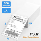 Fanfold 4" x 6" Direct Thermal Labels 1000 Thermal Printer Paper 2 Stacks Shipping Labels