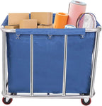 Laundry Cart Commercial/Home,12 Bushels Heavy Duty Large Stainless Steel Rolling Laundry Basket with Wheels for Hotel School Laundry，for Laundry/Sundries Organizer and Storage,286LBS Load