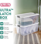 Sterilite 8-Pack Ultra Latching Box, Storage Bins with Lids, Clear Plastic, 116 Quart - Heavy-Duty Organizing Containers for Closet, Bathroom, and Office