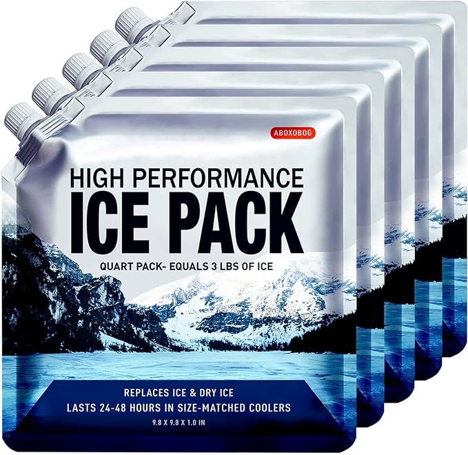 Reusable Ice Packs for Coolers Long Lasting Gel Freezer Packs for Cooler Bag Backpacks, Lunch Box, Cooler Bag, Keeps Food Cold Fresh (Set of 5)