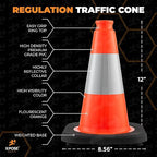 Xpose Safety 12 Inch Orange Traffic Cones with 4" Collar - 48 Pack Multipurpose PVC Plastic Safety Cone for Parking, Soccer, Caution, Kids and Construction - DOT Approved