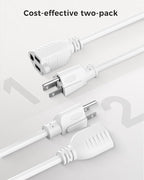Cable Matters [UL Listed] 2-Pack 16 AWG Heavy Duty 13A Power Extension Cord - 6ft, 3 Prong Power Cord Extension, NEMA 5-15P to NEMA 5-15R, White