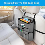 Car Front Seat Organizer| Efficient Car Organizers and Storage | Laptop,Tablet Pockets, Adjustable Straps,Kid-Friendly, Multi-Pocket, Cup Holders, Sturdy and Durable, Grey