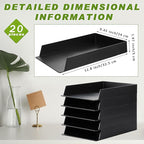 Wenqik 20 Pcs Stackable Paper Trays Rectangular Plastic Desk Holder Desktop Document File Organizer Storage Letter for Back to School Office Classroom (Black)