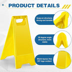 10 Pack 24 Inch Blank Floor Sign Yellow A-frame Foldable Caution Sign Write-On Double Sided Safety Warning for Pool Restaurant Restroom Office