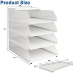 Natwind 4-Tier Stackable Paper Tray, Metal Mesh Desktop Organizer, Paper Sorter, Letter Trays,File Document Storage Rack for for Home, Office, School (White)