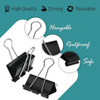 Binder Clips - 48 Pack Large Binder Clips, 2 Inch, Black Paper Clamps, File Clip for Home, Office and School Supplies