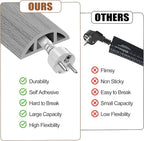 MYFAMIREA 5FT Floor Cord Cover for Wire Self Adhesive Cable Cavity Management PVC Extension Cord Hider Power Floor Wire Protector Cover Prevent Cable Trip for Office Home Outdoor (Gray Wood, 1.97'')
