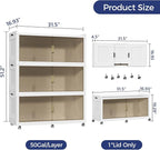 150GAL Extra Large Storage Bins with Lid, 600QT Collapsible Organizer with Wheels, Stackable Closet Cabinet with Doors, Folding Storage Containers for Home, Office, Kitchen, 3Pack White