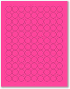 8-1/2 x 11" Neon Color High Light Fluorescent Labels for Laser & Inkjet Printer (Pink Fluorescent, 3/4" Round - 108 Per Page | 2700 Labels)