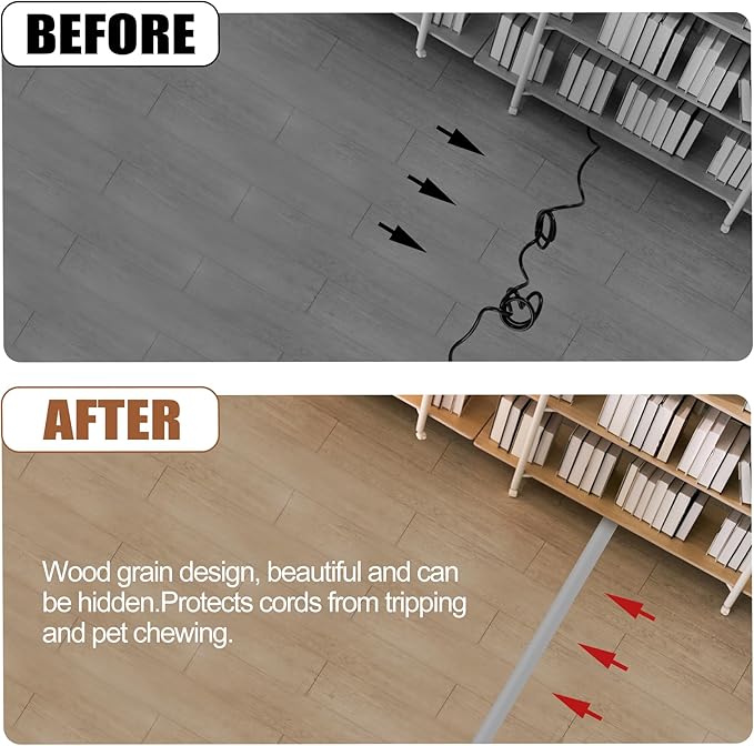 MYFAMIREA 10FT Floor Cord Cover for Wire Self Adhesive Cable Cavity Management PVC Extension Cord Hider Power Floor Wire Protector Cover Prevent Cable Trip for Office Home Outdoor (Gray, 1.97'')