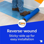 Floor Protection Film, 24 inch x 200' roll, Made in USA, Blue Self Adhesive Floor Protector for Moving and Construction, Temporary Covering for Protection of Hardwood, Tile, Other Hard Surfaces