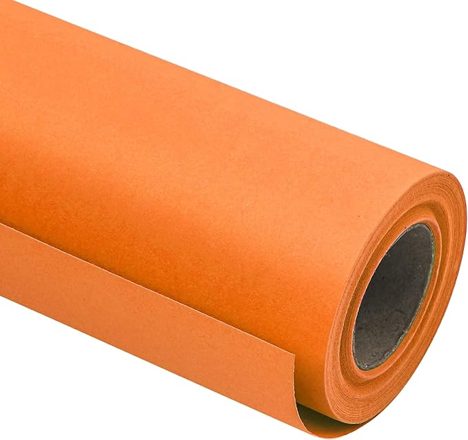 RUSPEPA Orange Kraft Paper Roll - 18 inches x 100 feet - Recyclable Paper Perfect for for Crafts, Art, Wrapping, Packing, Postal, Shipping, Dunnage & Parcel