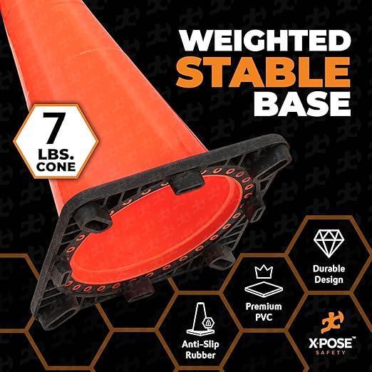 Xpose Safety 28 Inch Orange Traffic Cones - Bulk Full Pallet 297 Pack - Multipurpose PVC Plastic Safety Cone for Parking, Soccer, Caution, Kids, and Construction - DOT Approved