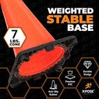 Xpose Safety 28 Inch Orange Traffic Cones, 8-Pack - Multipurpose PVC Plastic Safety Cone for Parking, Soccer, Caution, Kids and Construction - DOT Approved