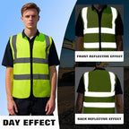 Custom Safety Vest with Logo Pockets High Visibility Reflective Vests Construction Security Workwear