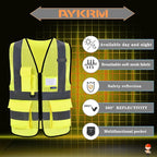 A-SAFETY High Visibility Mesh Safety Reflective Vest with Pockets and Zipper,Hi Vis Viz Reflective Safety Vest(Yellow Mesh XL)