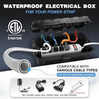 Flemoon [2 Pack] Outdoor Electrical Box Waterproof, Medium Weatherproof Electrical Box (11.5x5.2x4 inch) w/6 Cable Entry Ports, Extension Cord Cover for Power Strip, Timer, Plug, Holiday Light, Black