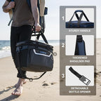 EVERFUN Small Cooler Lunch Box Mini Leak-Proof Soft Double Deck 24 Can Personal Insulated Collapsible Portable Waterproof Lunch Bag Ice Chest for Men Women Work Travel Car Picnic Beach