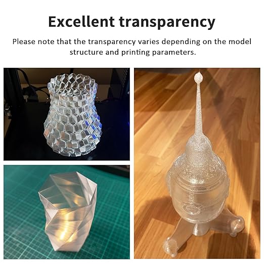 Geeetech Clear PLA Filament 1.75mm, Excellent Transparency, Neatly Wound 3D Printer Filament 1kg(2.2lbs), Dimensional Accuracy +/- 0.02 mm, Fit Most FDM 3D Printers