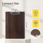 Wood-Grain Lap Board Clipboard, for Letter & A4 Size Solid Wood Texture Writing & Sketching Board with Heavy-Duty Clip (Walnut, 5)